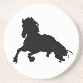Schwarz-weiße Running Horse-Silhouette Untersetzer (Vorne)