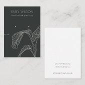 Schwarz-weiße Rust Palm Leaf Sketch Erdnägel Visitenkarte (Vorne/Hinten)