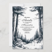 Schwarz-weiße Rustikale Adventure Mountain Baby Du Einladung (Vorderseite)