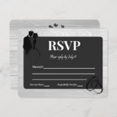 Schwarz-weiße rustikale Mehrfarbenhochzeit der Sil RSVP Karte (Vorne/Hinten)