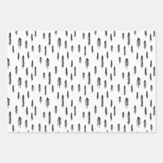 Schwarz-weiße, rustikale Muster für Hirschholz Kar Geschenkpapier Set (Vorderseite 3)