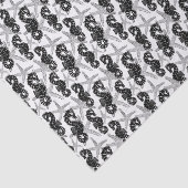 Schwarz-weiße rustikale Starfish und Seepferd Gewe Seidenpapier (Ausschnitt)