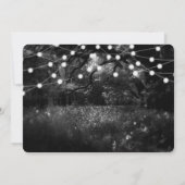 Schwarz-weiße Rustikale, verzauberte Waldlichter Einladung (Rückseite)