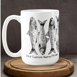 Schwarz-weiße Sardine Line-up Art Individuelle Nam Kaffeetasse