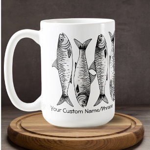 Schwarz-weiße Sardine Line-up Art Individuelle Nam Kaffeetasse