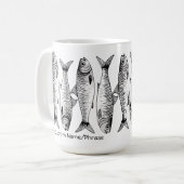 Schwarz-weiße Sardine Line-up Art Individuelle Nam Kaffeetasse (Vorderseite Links)