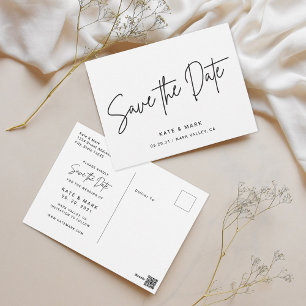 Schwarz-Weiße Save-the-Date-Karte ohne Foto Postkarte