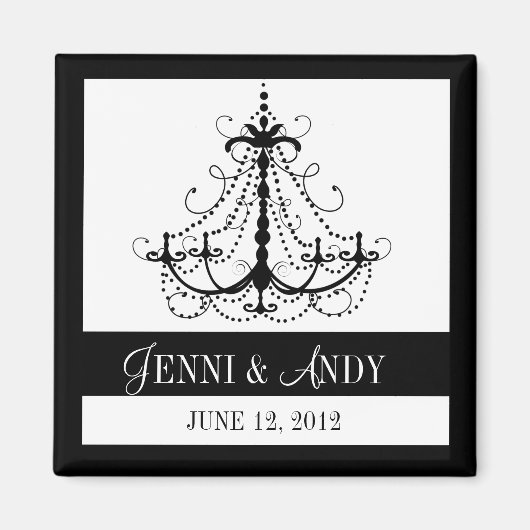 Schwarz-weiße Save the Date Namen Hochzeitsmagnete Magnet (Vorne)