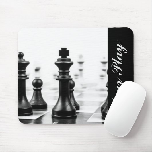 Schwarz-weiße Schach-Typografie Mousepad (Mit Mouse)