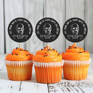 Schwarz-weiße-Schädel-Halloween-Partygeschenke Runder Aufkleber