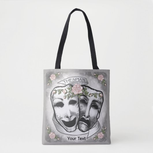 Schwarz-Weiße Schauspielermasken Tasche (Vorderseite)