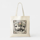 Schwarz-Weiße Schauspielermasken Tragetasche (Rückseite)