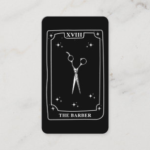 Schwarz-weiße Schere mit mystical Tarot Card Barbe Visitenkarte