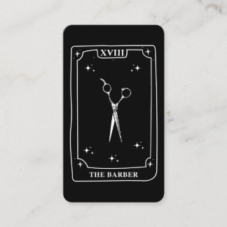 Schwarz-weiße Schere mit mystical Tarot Card Barbe Visitenkarte