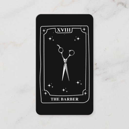Schwarz-weiße Schere mit mystical Tarot Card Barbe Visitenkarte (Vorderseite)