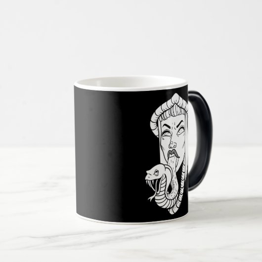 Schwarz-weiße Schlangenbläschen-Illustration Verwandlungstasse (VorderseiteRechts)