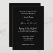 Schwarz-weiße Schlichte Einladung zur Hochzeit (Vorne/Hinten)