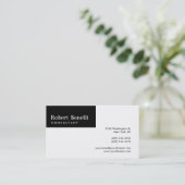 Schwarz-weiße Schlichte Unternehmenskarte Visitenkarte (Stehend Vorderseite)