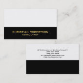 Schwarz-weiße Schlichte Unternehmenskarte Visitenkarte (Vorne/Hinten)
