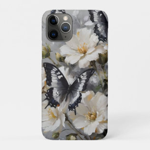 Schwarz-Weiße Schmetterlinge auf weißen Blumen, Case-Mate iPhone Hülle