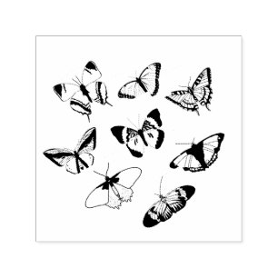 Schwarz-Weiße Schmetterlinge Hochzeit Permastempel