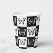 Schwarz-weiße Schmetterlingssicherung Pappbecher (Rückseite)