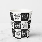 Schwarz-weiße Schmetterlingssicherung Pappbecher (Links)