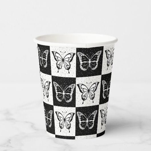 Schwarz-weiße Schmetterlingssicherung Pappbecher (Rechts)