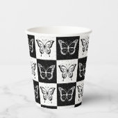 Schwarz-weiße Schmetterlingssicherung Pappbecher (Vorderseite)