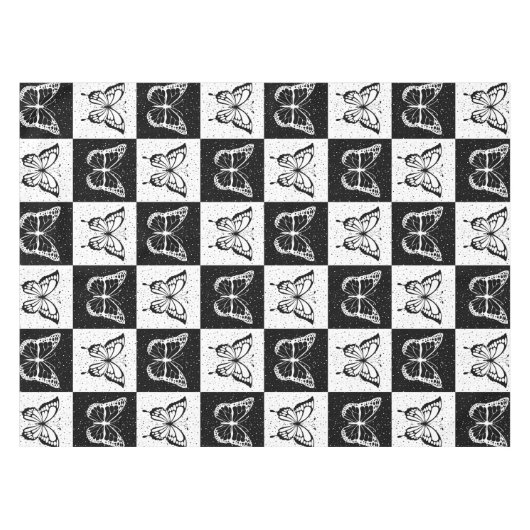 Schwarz-weiße Schmetterlingssicherung Tischdecke (Vorderseite (Horizontal))