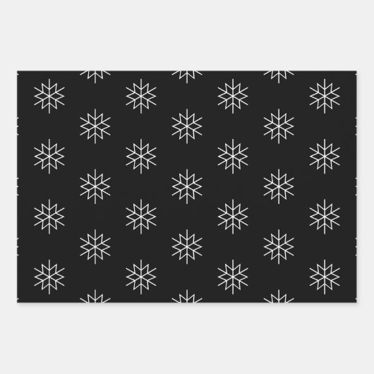 Schwarz-weiße Schneeflocken, dunkelgrün Geschenkpapier Set (Vorderseite 3)