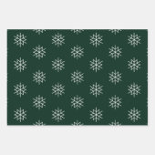 Schwarz-weiße Schneeflocken, dunkelgrün Geschenkpapier Set (Vorderseite 2)
