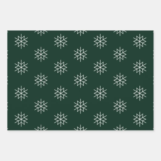 Schwarz-weiße Schneeflocken, dunkelgrün Geschenkpapier Set (Vorderseite 2)