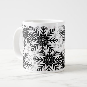 schwarz-weiße Schneeflocken-Tasse Jumbo-Tasse