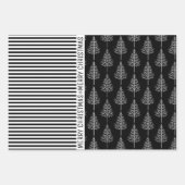 Schwarz-weiße Schneeflocken Weihnachtsbäume und St Geschenkpapier Set (Vorderseite 3)