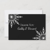 Schwarz-weiße Schneeflocken Winterhochzeit Danke Einladung (Vorderseite)
