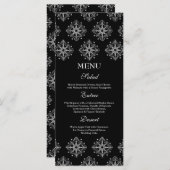 Schwarz + weiße Schneeflocken Wintermenü Menükarte (Vorne/Hinten)