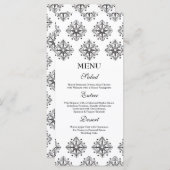 Schwarz + weiße Schneeflocken Wintermenü Menükarte (Vorne/Hinten)