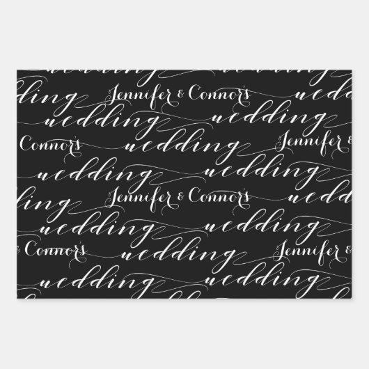 Schwarz-weiße schöne Kalligrafie hinzufügen Name H Geschenkpapier Set (Vorderseite 2)