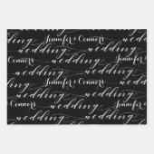 Schwarz-weiße schöne Kalligrafie hinzufügen Name H Geschenkpapier Set (Vorderseite)