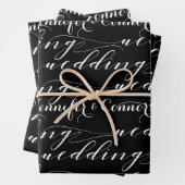 Schwarz-weiße schöne Kalligrafie hinzufügen Name H Geschenkpapier Set (Beispiel)