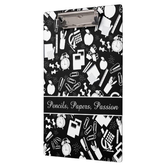 Schwarz-weiße Schulbedarf MusterlehrerStudent Klemmbrett (Links)
