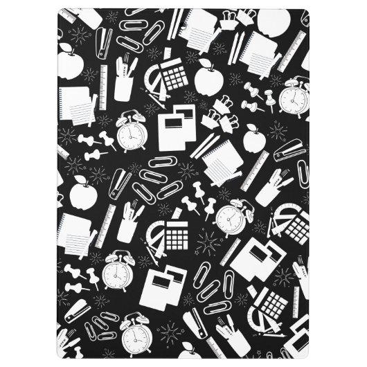 Schwarz-weiße Schulbedarf MusterlehrerStudent Klemmbrett (Rückseite)