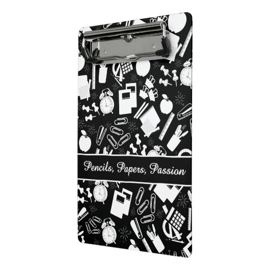 Schwarz-weiße Schulbedarf MusterlehrerStudent Mini Klemmbrett (Gewinkelt2)