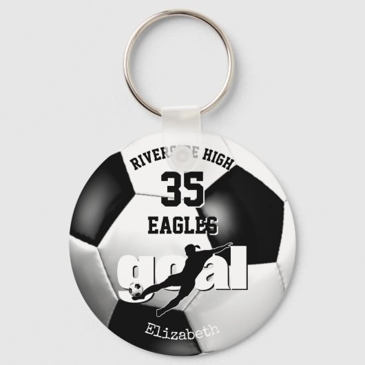 Schwarz-weiße Schülerinnen im Fußball Schlüsselanhänger (Vorderseite)