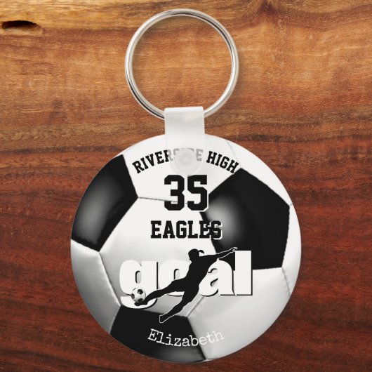 Schwarz-weiße Schülerinnen im Fußball Schlüsselanhänger (Vorderseite)