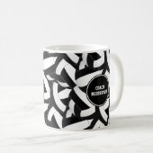 Schwarz-weiße Schulfarben Volleyballbussen Kaffeetasse (VorderseiteRechts)