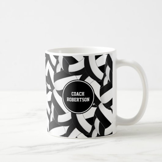 Schwarz-weiße Schulfarben Volleyballbussen Kaffeetasse (Rechts)