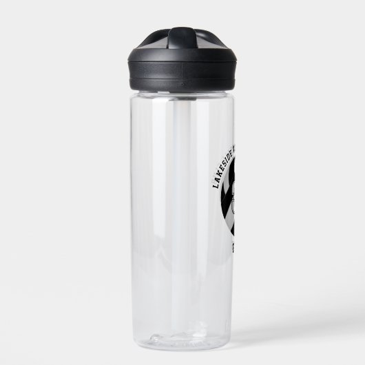 Schwarz-weiße Schulmannschaft spielt Volleyball Trinkflasche (Vorderseite)
