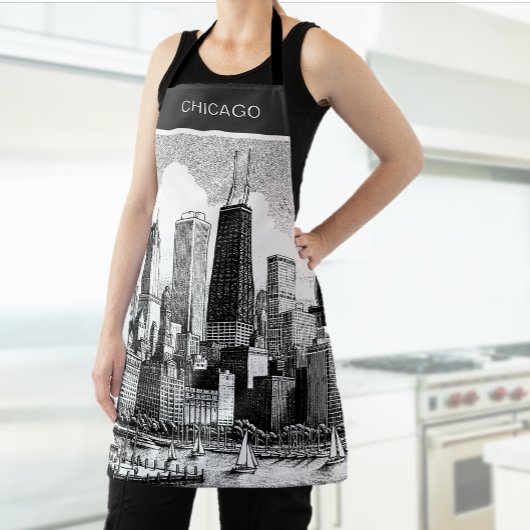 Schwarz-weiße Schürze von Chicago